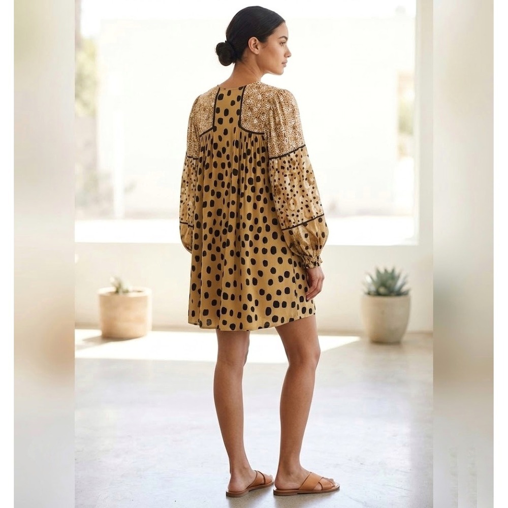Anthropologie | Conditions Apply | Spotted Animal Print Long Sleeve Mini Dress S